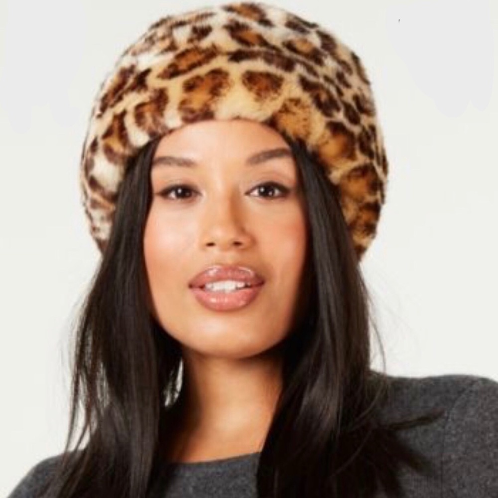 Leopard Print Faux Fur Hat